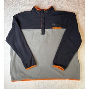 Ducks Unlimited‎ Fleece Pullover Snap Neck Mock Collar Gray with Orange Men XXXL